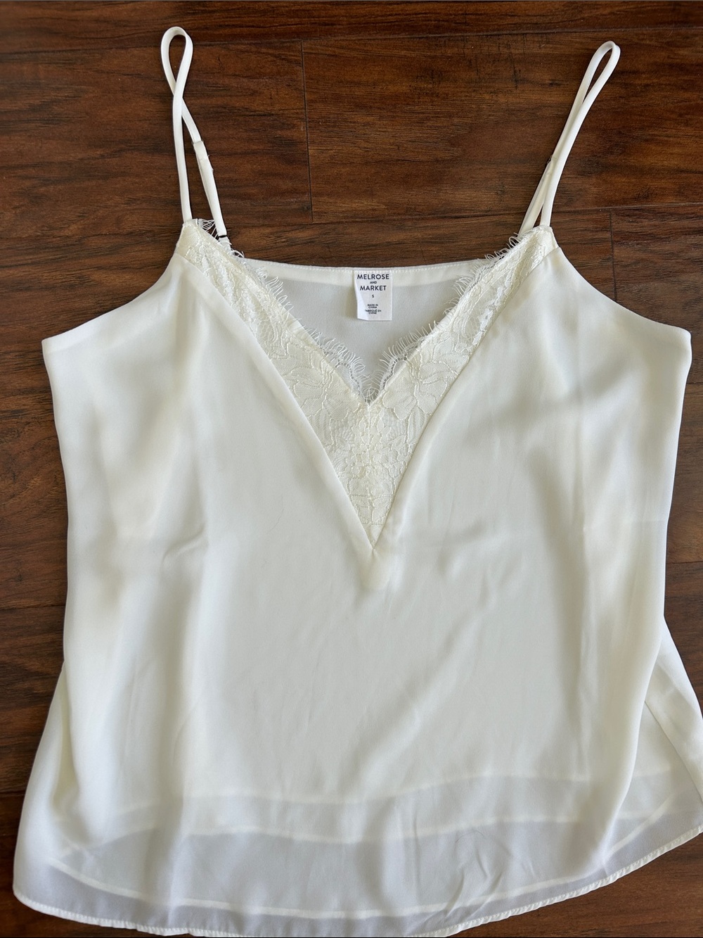 Melrose and Market Ivory Lace-Trim V-Neck Camisole